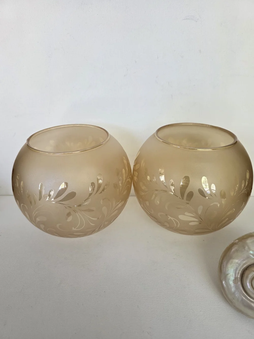 Decorative Frosted Glass Globe Lamp Shade - Taupe Set of 2